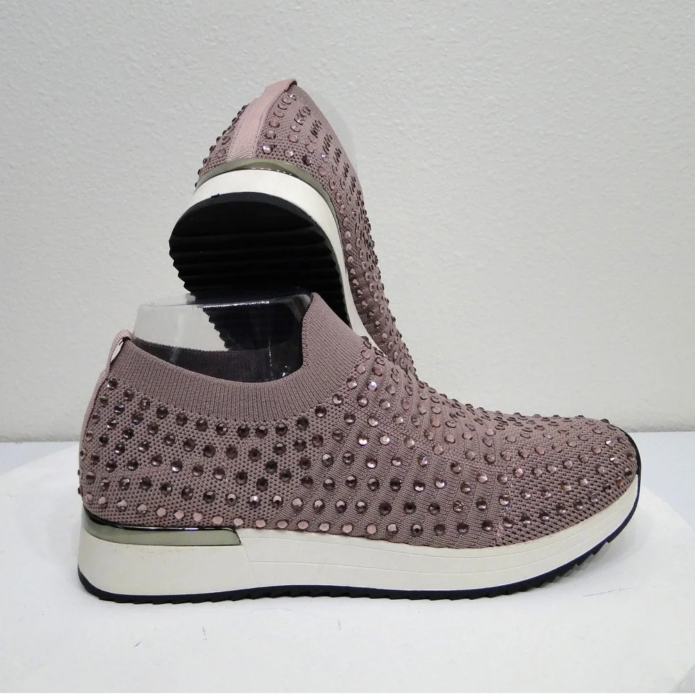 Kenneth Cole Reaction Cameron Jewel Jogger Mauve Rhinestone Slip On Sneakers 7.5 - Picture 3 of 14